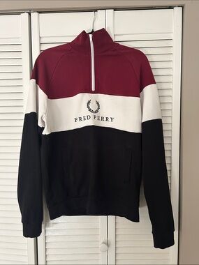 Fred Perry Men’s Embroidered Panel Half zip sweatshirt | Multi colour
